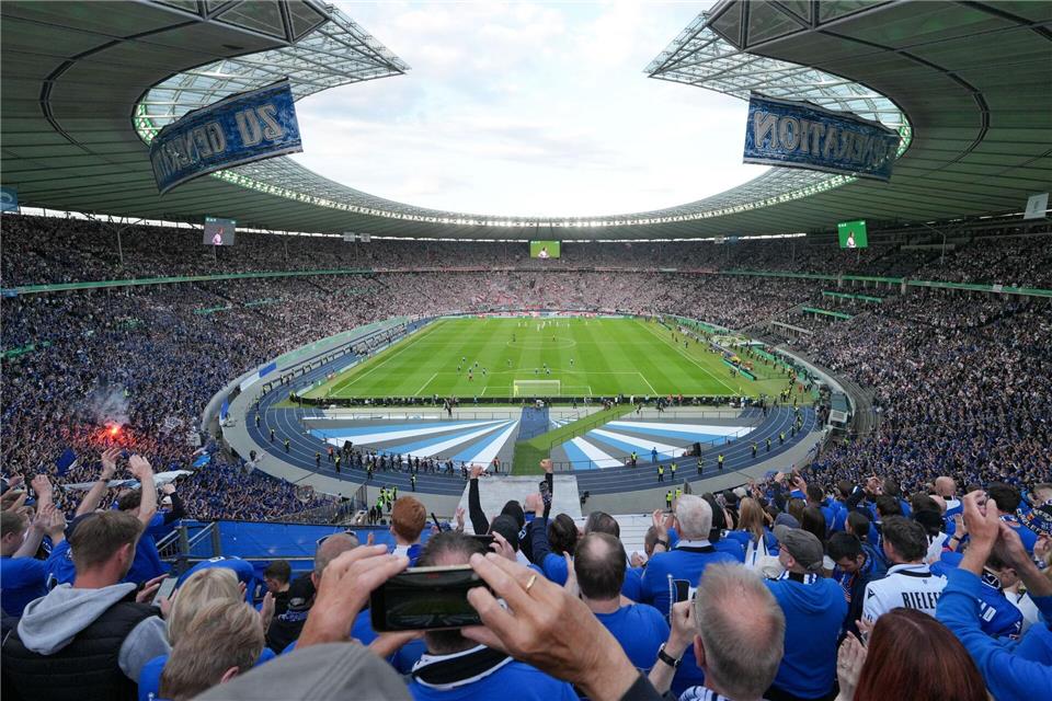 Das DFB-Pokalfinale bleibt wohl bis mindestens 2030 in Berlin. (Archivbild)Sören Stache/dpa