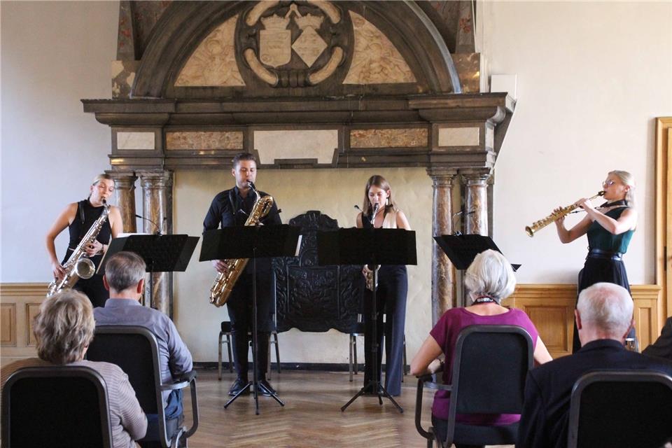 Das Eternum Saxophon Quartett aus Köln gastierte im Rittersaal des Schlosses Raesfeld.