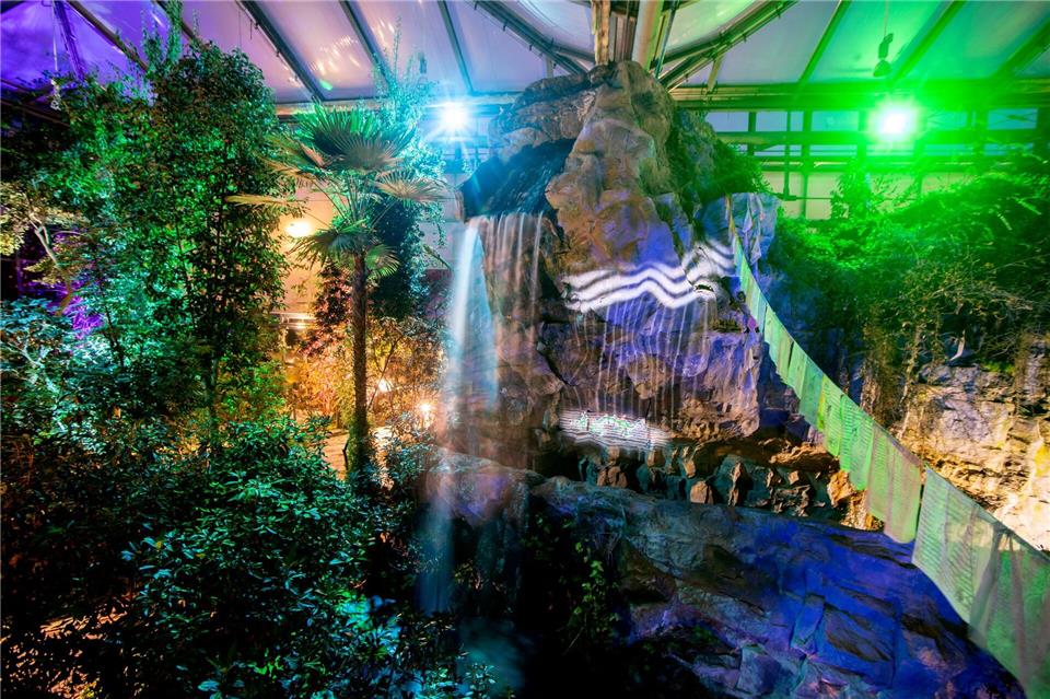 Das Farbenspiel setzt bis zum 12. Januar täglich mit der Dämmerung ein.Hauke-Christian Dittrich/dpa