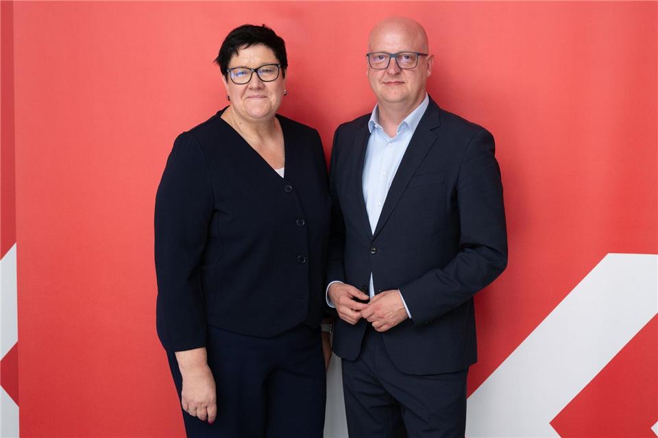 Das Führungsduo der Sachsen-SPD: Kathrin Michel und Henning Homann. (Archivbild)Sebastian Kahnert/dpa