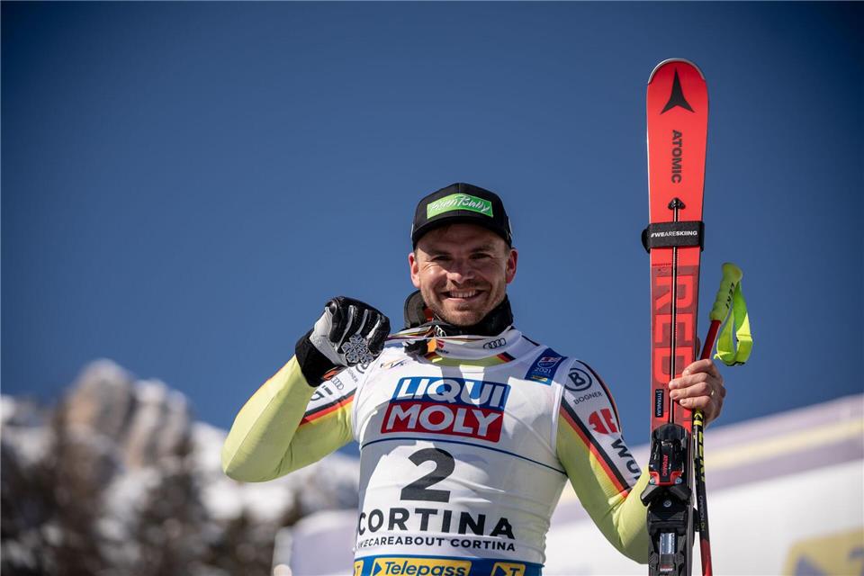 Das Highlight der Karriere: 2021 gewann Andreas Sander WM-Silber in der Abfahrt. (Archivbild)Michael Kappeler/dpa