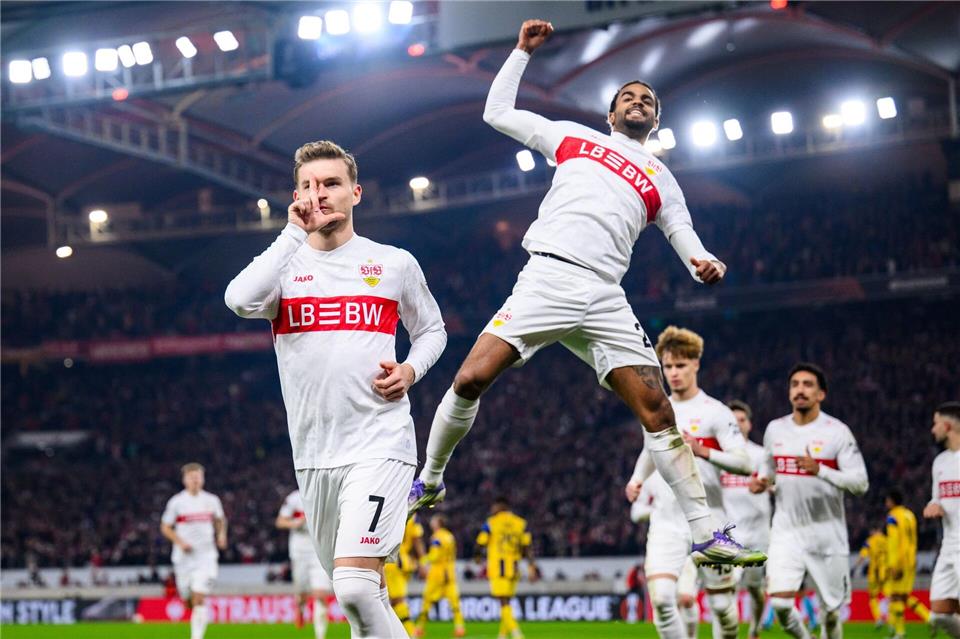 Das L zum Jubel war ein Gruß an seine Frau.Tom Weller/dpa