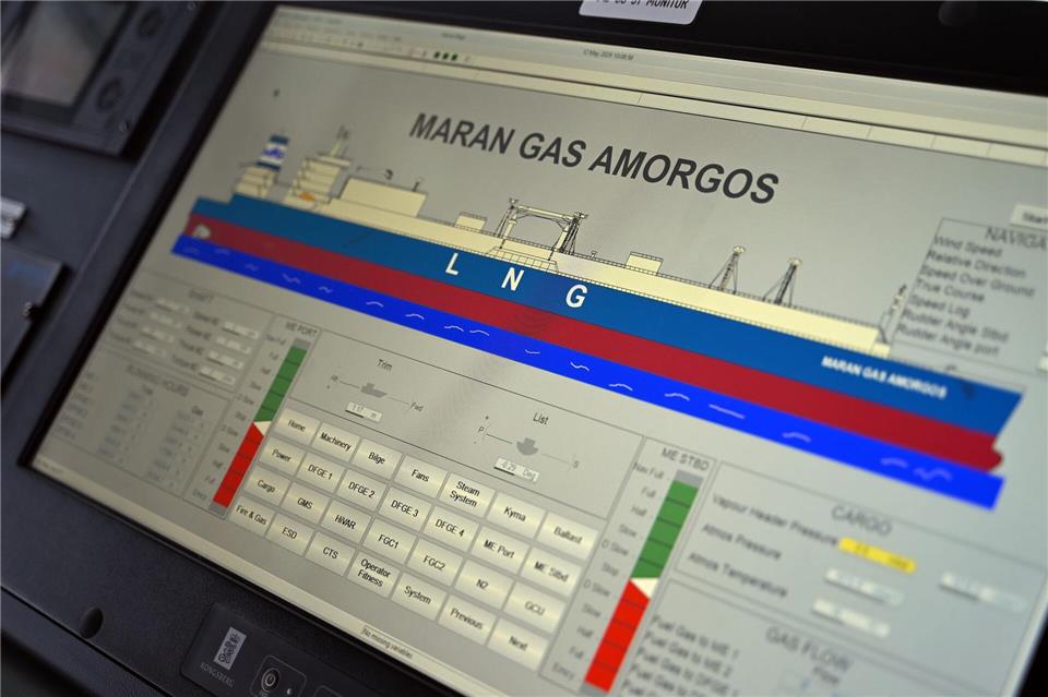Das LNG-Tankschiff „Maran Gas Amorgos“ der griechischen Reederei Maran Gas Maritime lag neulich für eine Wartung in einem spanischen Trockendock.Helge Toben/dpa