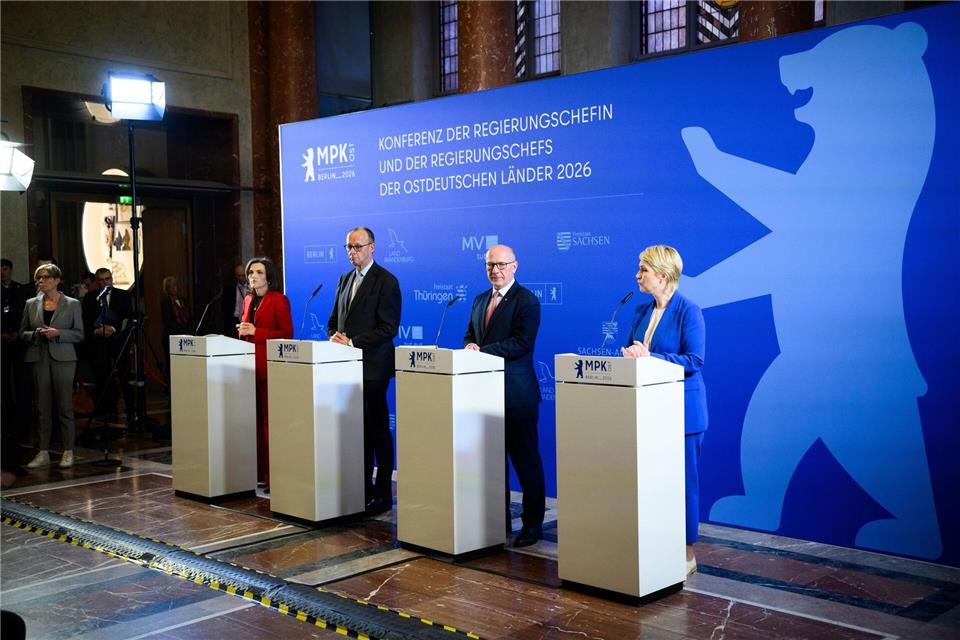 Das Land Berlin übernahm im Dezember 2025 den Vorsitz der Ministerpräsidentenkonferenz-Ost (MPK-Ost).  Bernd von Jutrczenka/dpa
