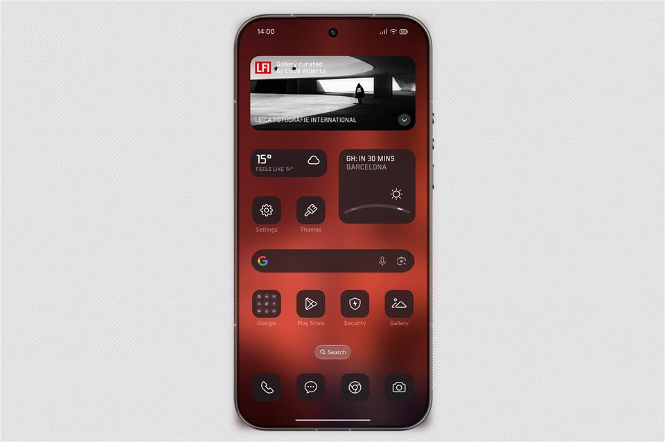 Das Leica Leitzphone mit monochromen Icons. Man kann aber auch die gewohnte bunte Android-Oberfläche einstellen.Leica/dpa-tmn