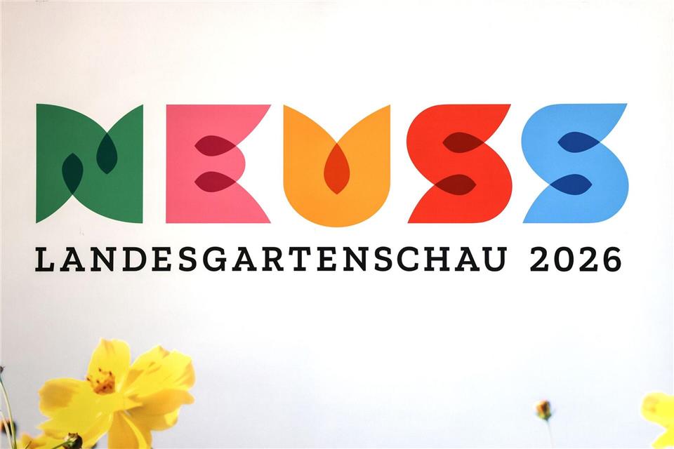 Das Logo der Landesgartenschau 2026 in Neuss ist farbenfroh. (Archivbild)Oliver Berg/dpa