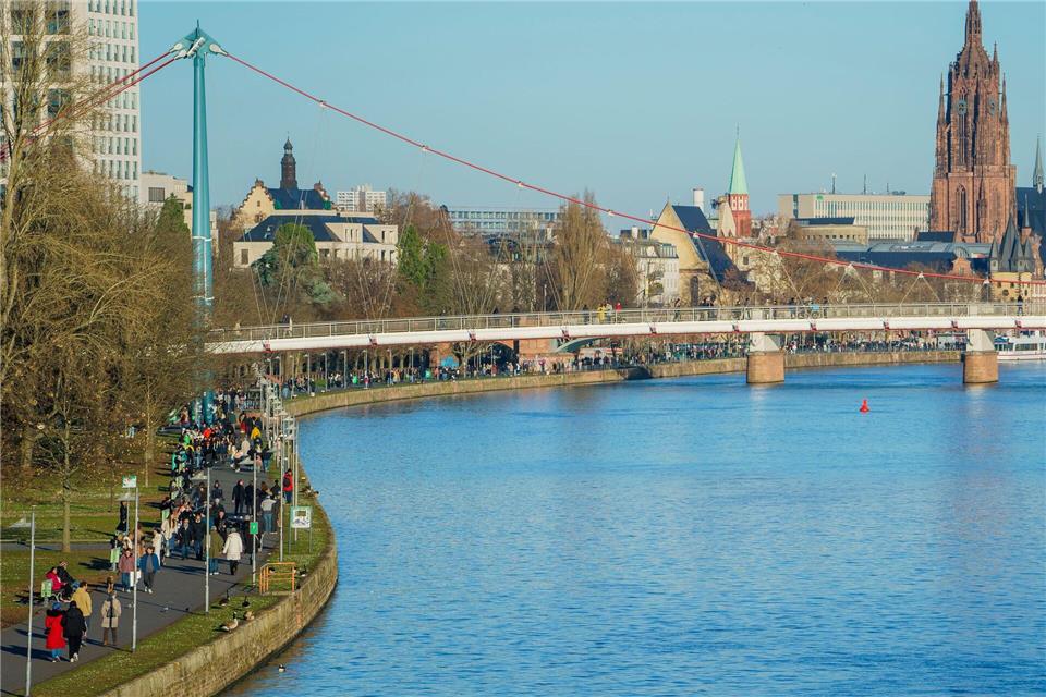 Das Mainufer zählt zu den beliebtesten Grünflächen in Frankfurt. (Archivbild)Andreas Arnold/dpa
