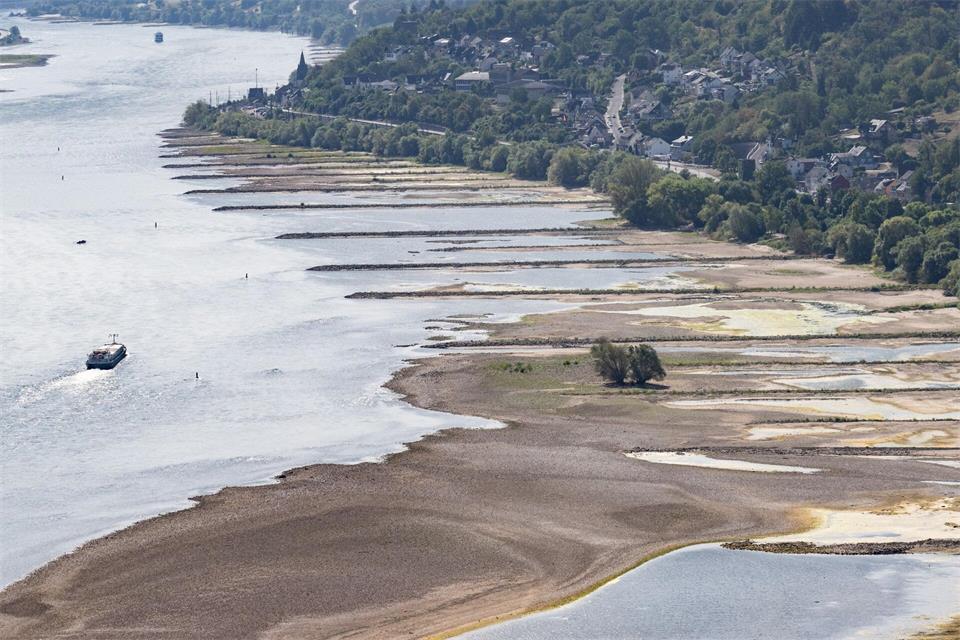 Das Niedrigwasser auf wichtigen Wasserstraßen wie dem Rhein ist eine Belastung für die deutsche Wirtschaft. (Archivbild)Boris Roessler/dpa