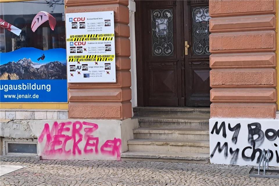 Das Parteibüro der CDU Jena wurde in der Nacht beschmiert. -/CDU Jena/dpa
