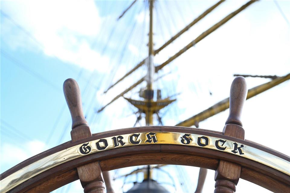 Das Segelschulschiff „Gorch Fock“ in Wilhelmshaven. Lars Penning/dpa