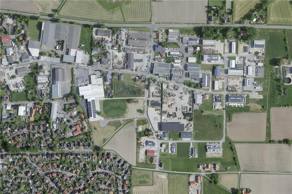 So blicken Unternehmer auf den Wirtschaftsstandort Velen Das Velener Gewerbegebiet aus der Vogelperspektive.