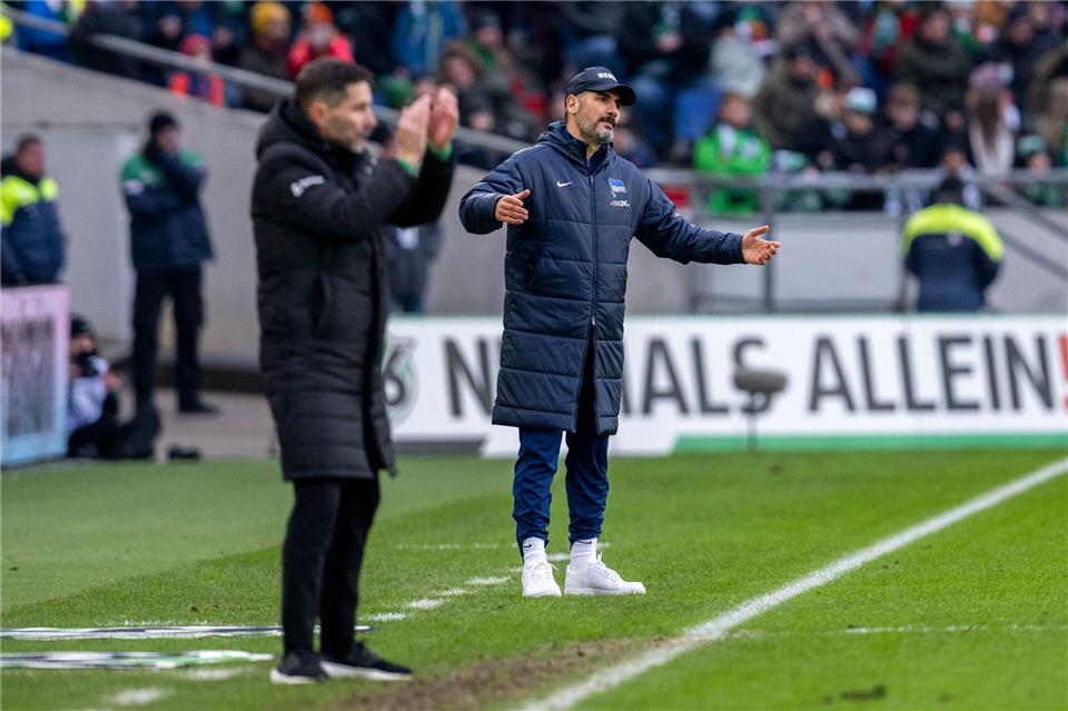 Das letzte Spiel von Leitl (l.) bei Hannover war ein 0:0 gegen die Hertha.David Inderlied/dpa