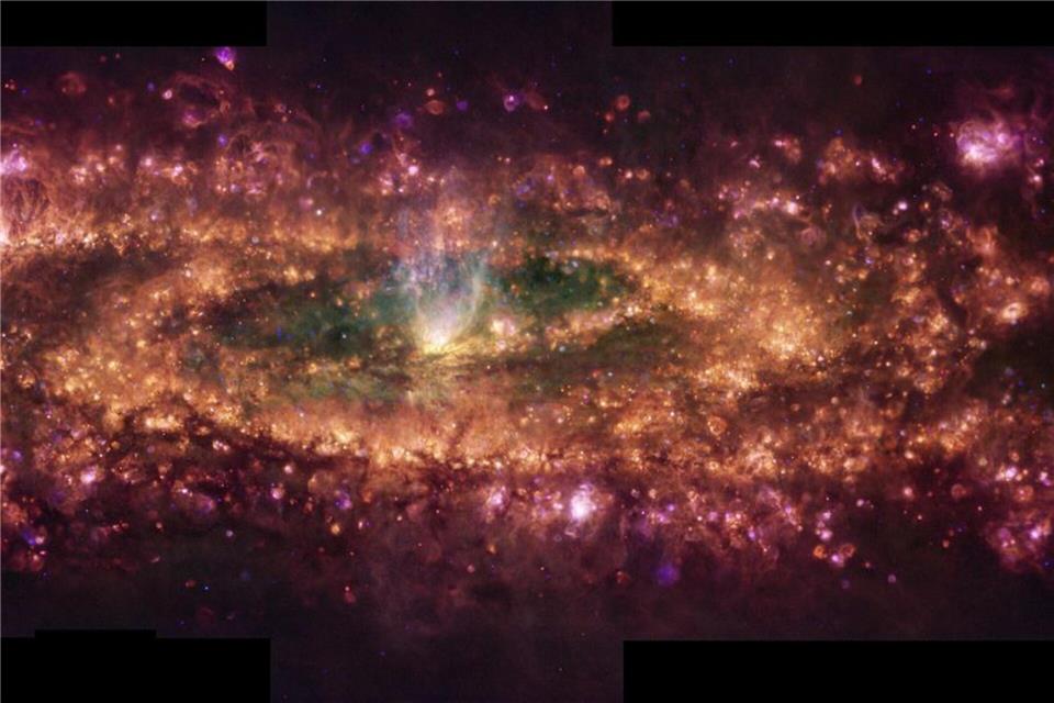 Das sogenannte Falschfarbenkomposit zeigt Wellenlängen des Lichts, das von Wasserstoff, Stickstoff, Schwefel und Sauerstoff abgegeben wird.E. Congiu Et Al./ESO/dpa