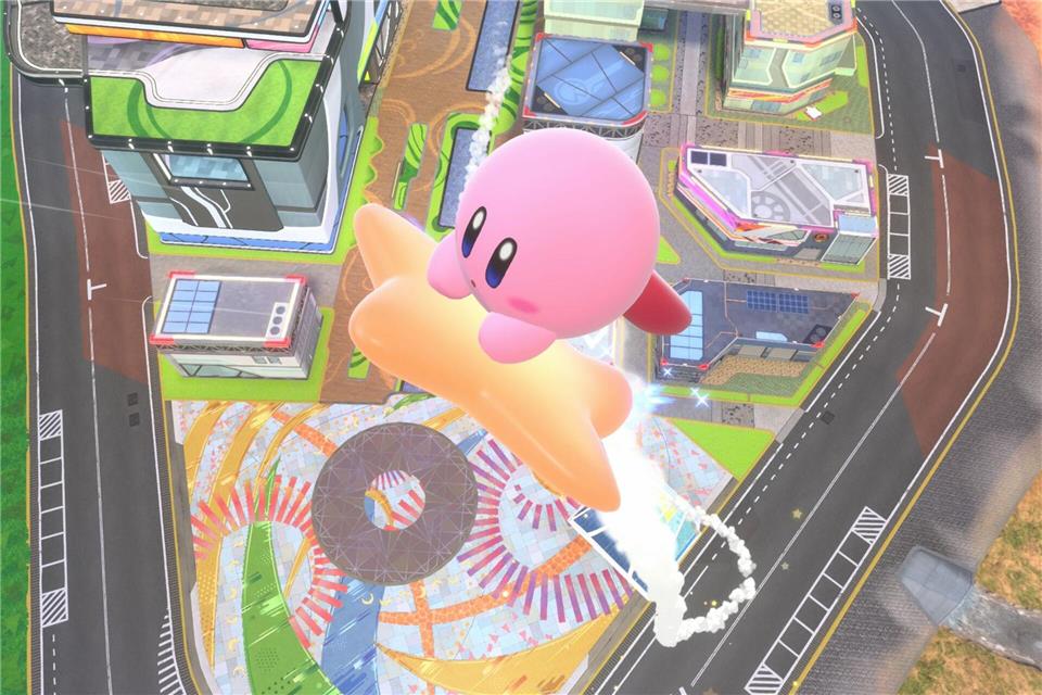 Dauer-Action am Boden und in luftiger Höhe: Bei „Kirby Air Riders“ bleibt kaum Zeit, die Landschaft zu bewundern.Nintendo/dpa-tmn