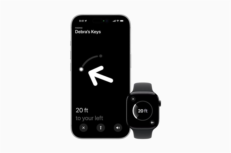 Debras Schlüssel sind 6 Meter zur Linken. Wer den Hinweisen folgt, findet mit Airtags versehene Gegenstände in der Regel recht schnell - wenn alles funktioniert.Apple Inc./dpa-tmn