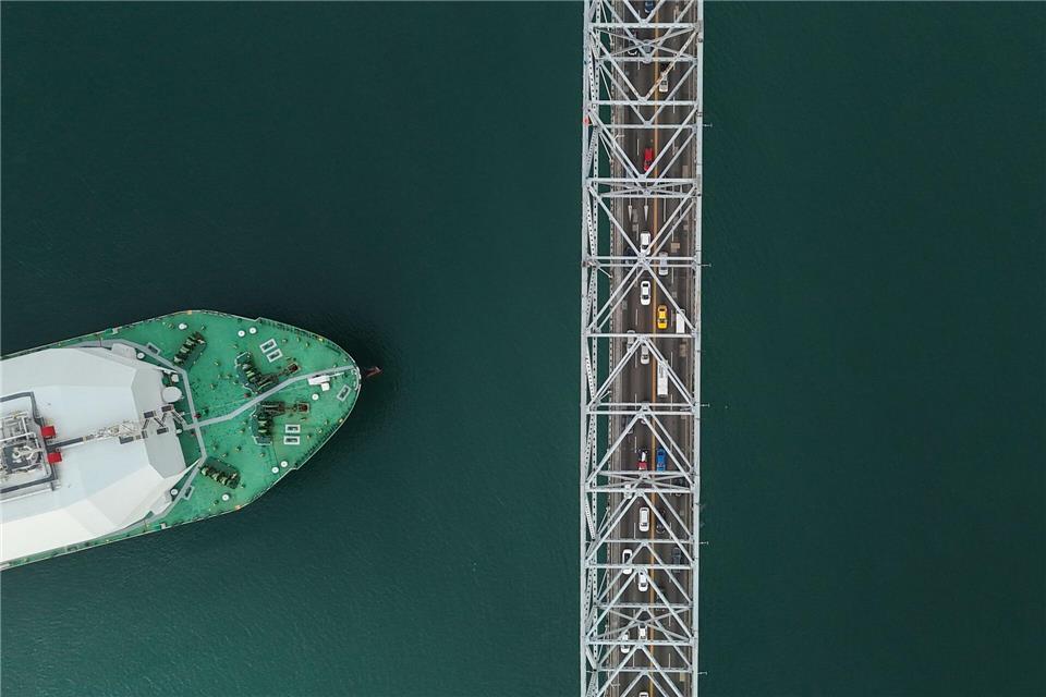 Dem NABU zufolge zahlen große Reedereien unzureichend Steuern. (Archivbild) Matias Delacroix/AP/dpa