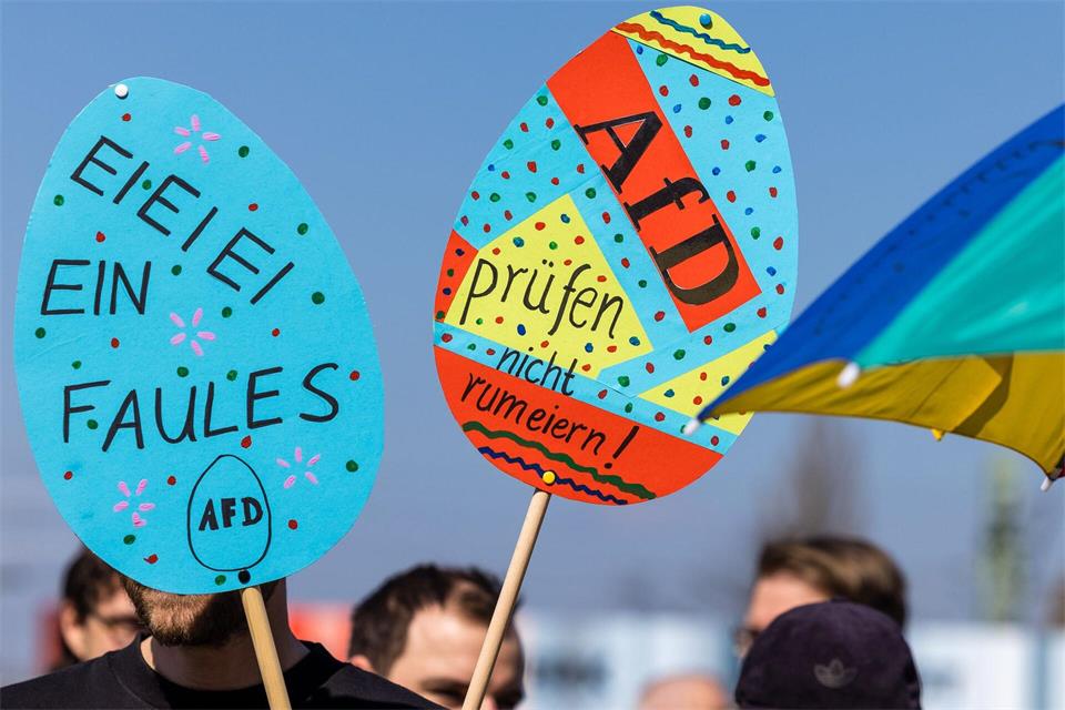 Demonstrationen für eine Prüfung, ob die AfD auf dem Boden des Grundgesetzes steht, finden in vielen Städten statt. (Archivbild)Frank Hammerschmidt/dpa