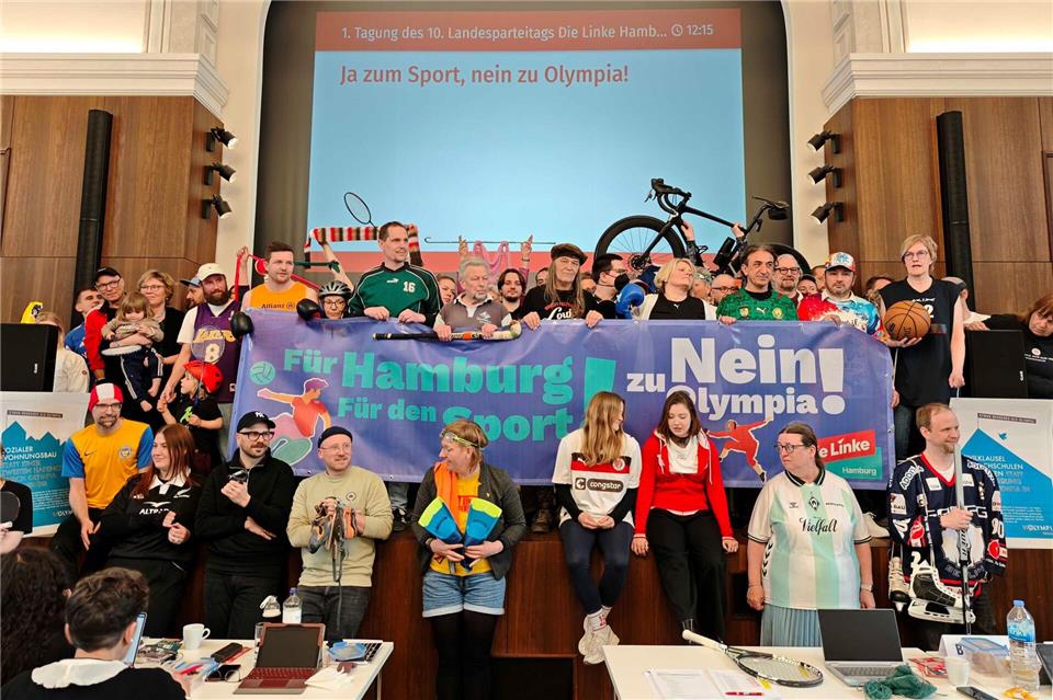 Den Delegierten lag ein Leistantrag des Landesvorstands zur Ablehnung einer Olympia-Bewerbung vor.Martin Fischer/dpa