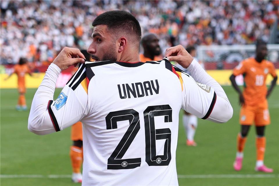 Deniz Undav von Deutschland bejubelt sein Tor zum 2:1 gegen die Elfenbeinküste.Jan Woitas/dpa