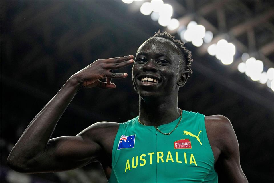 Der 17-jährige Gout Gout ist Vergleiche mit Usain Bolt wohl längst gewohnt.Petr David Josek/AP/dpa