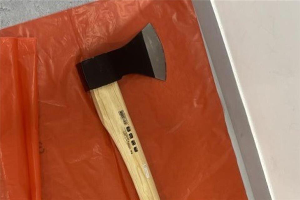 Der 35-jährige Besitzer einer Axt wurde beim Versuch, den Zug unbemerkt zu verlassen, auf dem Bahnsteig am Kölner Hauptbahnhof gestellt.-/Bundespolizei Sankt Augustin/dpa
