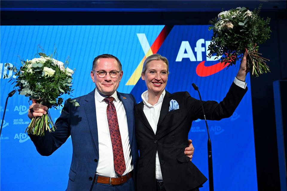 Der AfD-Bundesvorsitzende Tino Chrupalla trat als Direktkandidat im Görlitzer Wahlkreis an.S�ren Stache/dpa-Pool/dpa