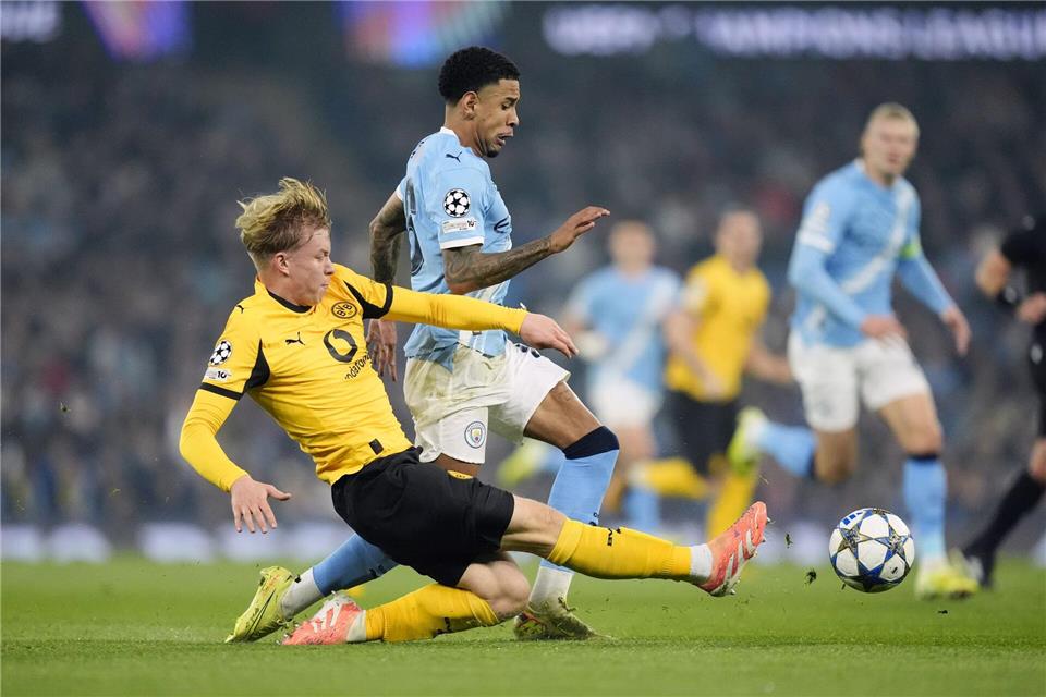 Der BVB war gegen Manchester oft einen Schritt zu spät.Nick Potts/PA Wire/dpa