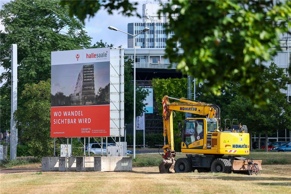 Der Bau im Zentrum von Halle soll 2031 fertiggestellt werden. Jan Woitas/dpa