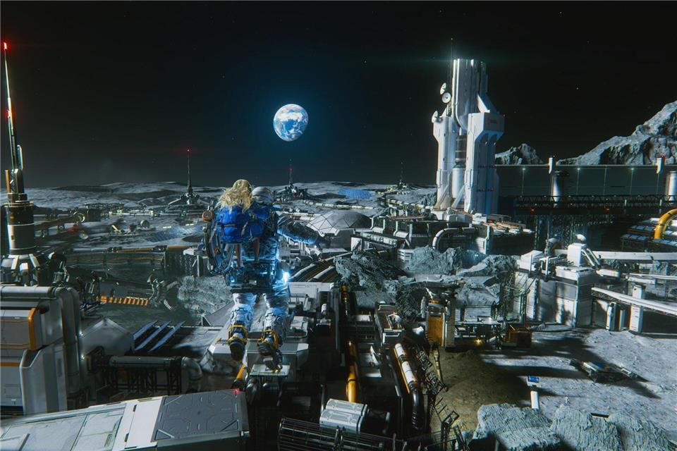 Der Blick auf die Mondstaton Cradle - und Mutter Erde.Capcom/dpa-tmn