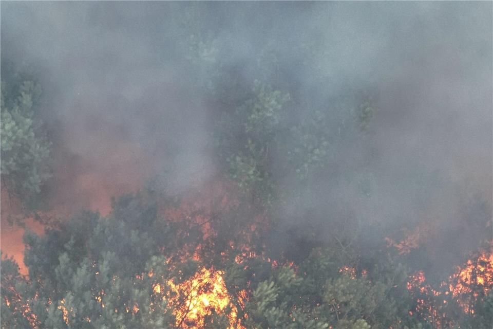 Der Brand im Müritz-Nationalpark hat sich mittlerweile auf rund 155.000 Quadratmeter ausgeweitet. ---/Landkreis Mecklenburgische Seenplatte/dpa