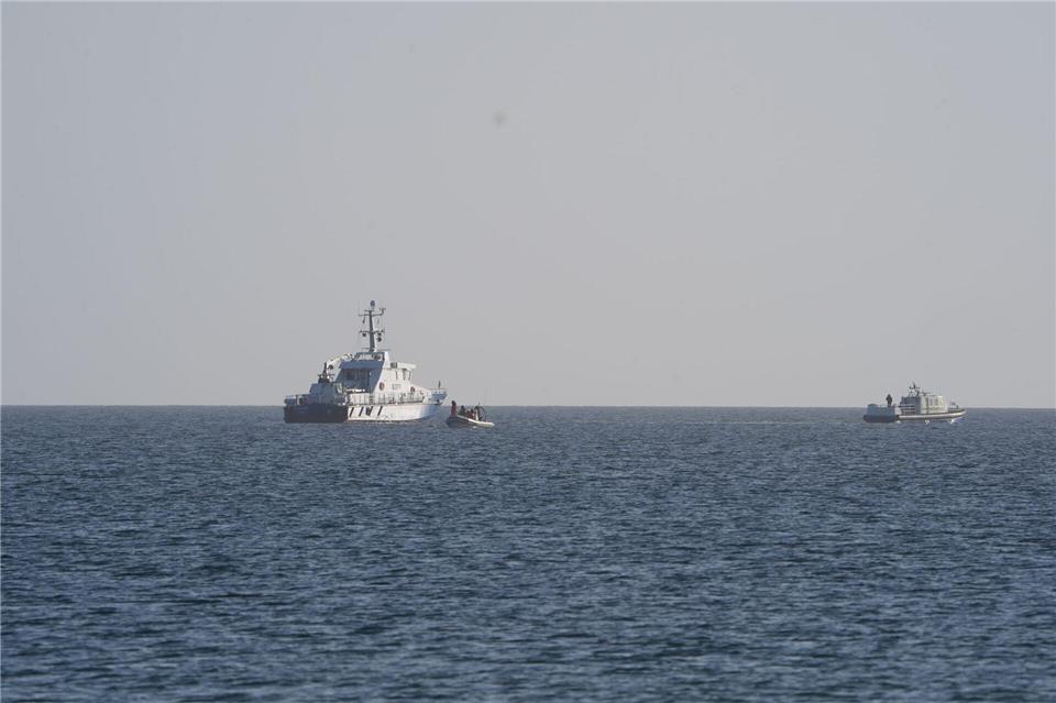 Der Buckelwal wird von mehreren Schiffen begleitet.Marcus Brandt/dpa