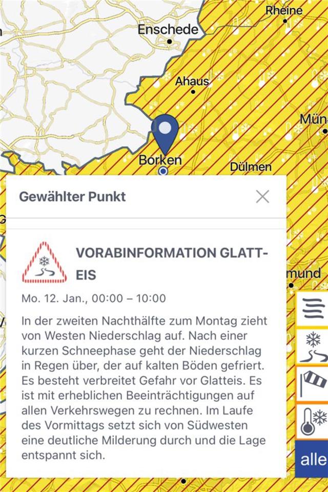 Der Deutsche Wetterdienst warnt vor Eisglätte am Montag.