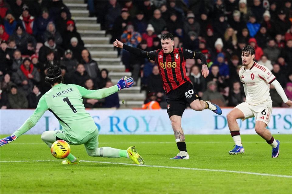 Der FC Liverpool geriet in Bournemouth in der ersten Halbzeit mit 0:2 in Rückstand.Adam Davy/PA Wire/dpa