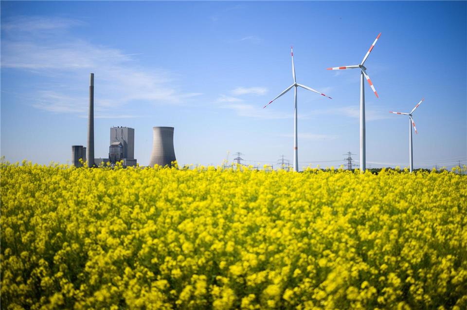 Der Kühlturm des Kohlekraftwerks Mehrum im Landkreis Peine ist erfolgreich gesprengt worden - bereits im Oktober waren zwei Silos gesprengt worden. (Archivbild)Julian Stratenschulte/dpa