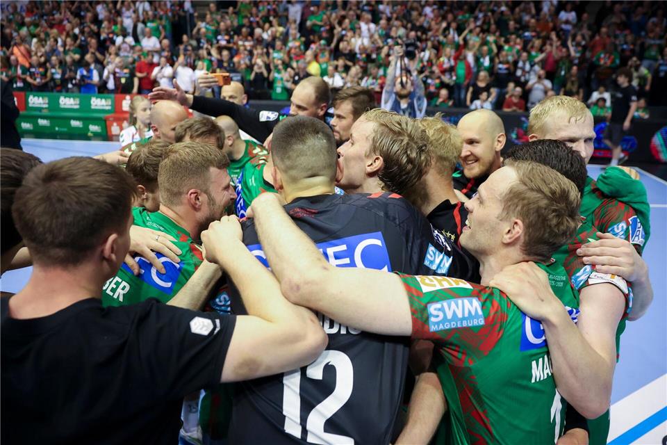 Der Magdeburger Jubel kannte nach dem Titelgewinn keine Grenzen. Jan Woitas/dpa