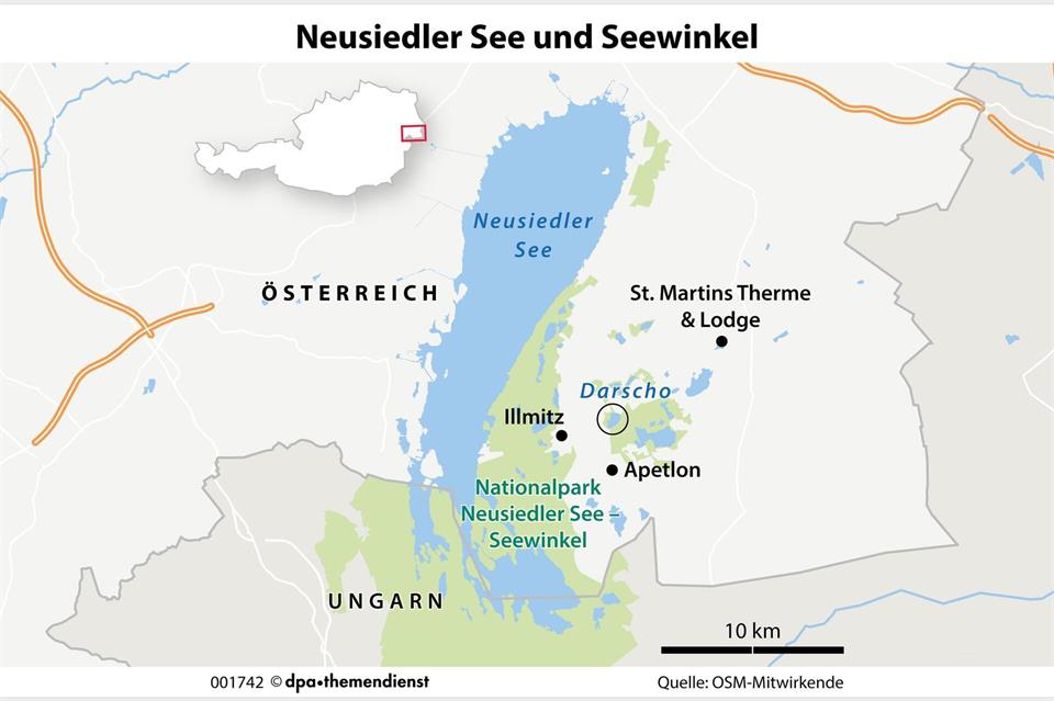Der Neusiedlersee ist ein Steppensee in Österreichs östlichstem Bundesland Burgenland.dpa-infografik/dpa-tmn