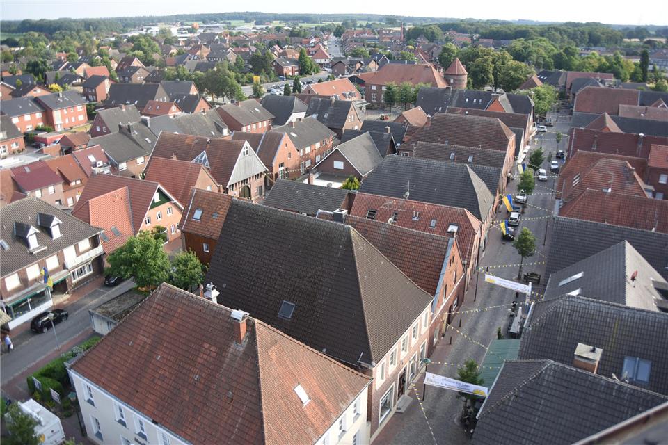 Der Ramsdorfer Ortskern von oben aus dem Kirchturm gesehen.
