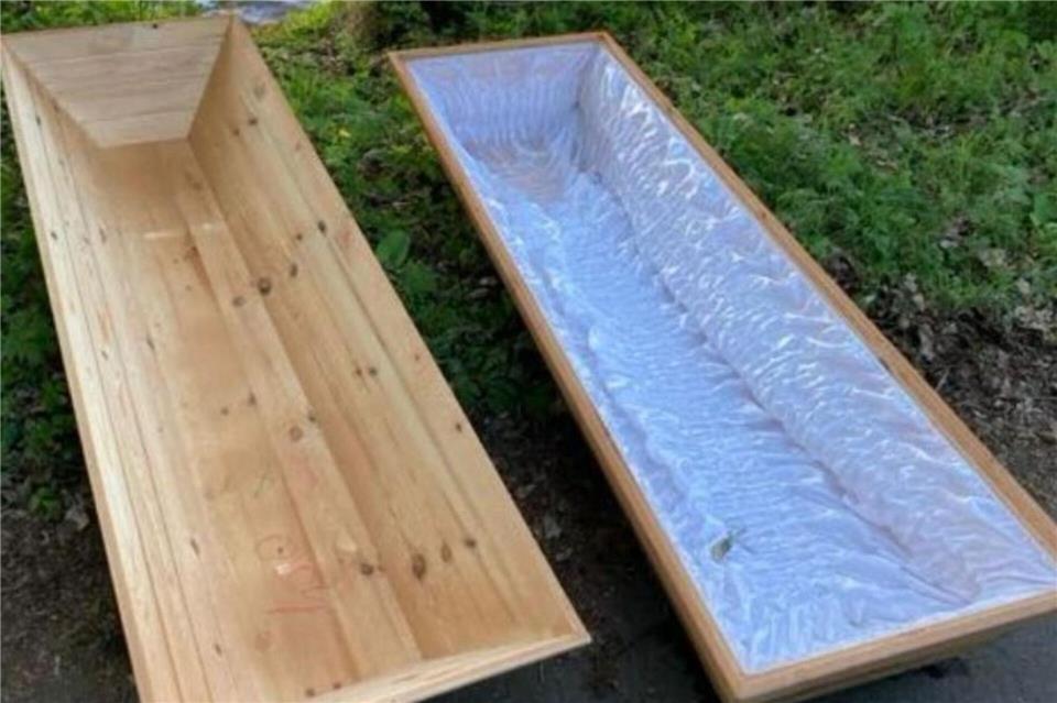 Der Sarg war leer.Privat/Polizeipräsidium Südosthessen/dpa