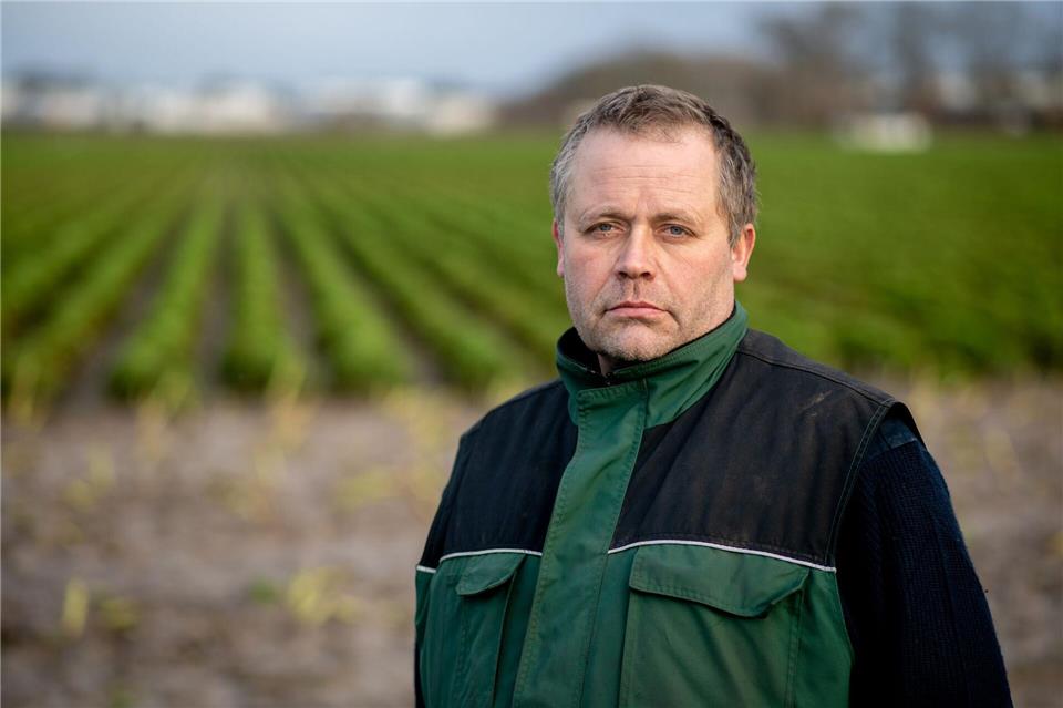 Der Schneefall hat die Grünkohlernte für Gottfried Gerken frühzeitig beendet.Hauke-Christian Dittrich/dpa