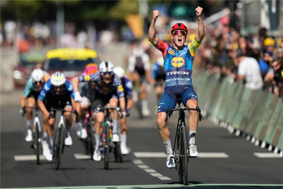 Der Tagessieg in Foix ging an Ex-Weltmeister Mads Pedersen.Mosa’ab Elshamy/AP/dpa