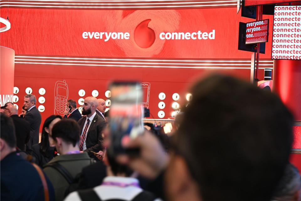 Der Vodafone-Messestand beim MWC in Barcelona.Wolf von Dewitz/dpa