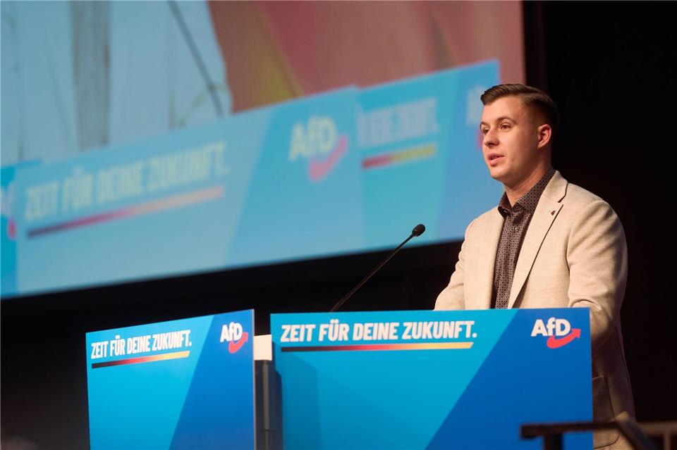 Der Vorsitzende der AfD-Jugendorganisation Generation Deutschland, Jean-Pascal Hohm, ist zu Gast bei der Gründung des Landesverbands Brandenburg. (Archivbild)Thomas Frey/dpa