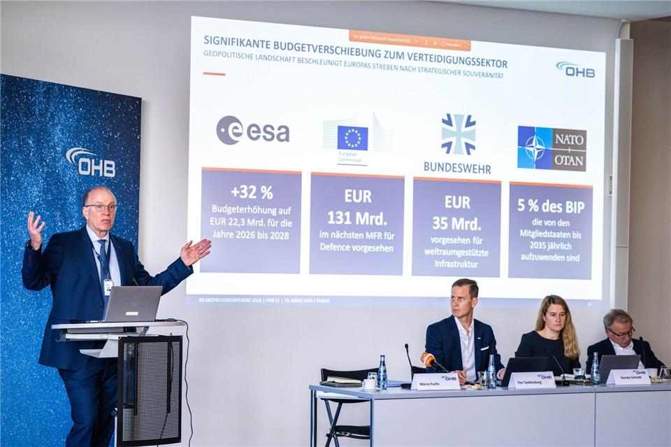 Der Vorstandsvorsitzende von OHB SE, Marco Fuchs, zeigte sich zufrieden mit den aktuellen Geschäftszahlen. Sina Schuldt/dpa