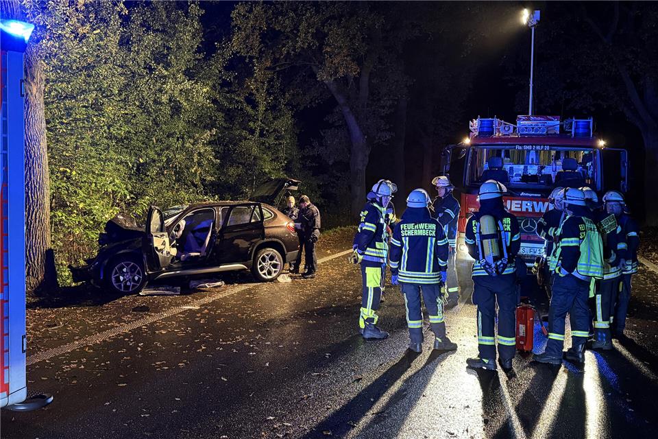 Der Wagen prallte frontal gegen einen Baum.