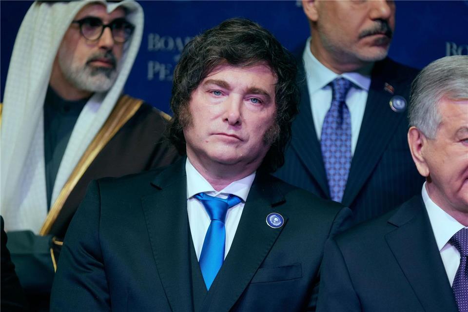 Der argentinische Präsident Javier Milei nahm an der ersten Sitzung des Friedensrats teil. Mark Schiefelbein/AP/dpa