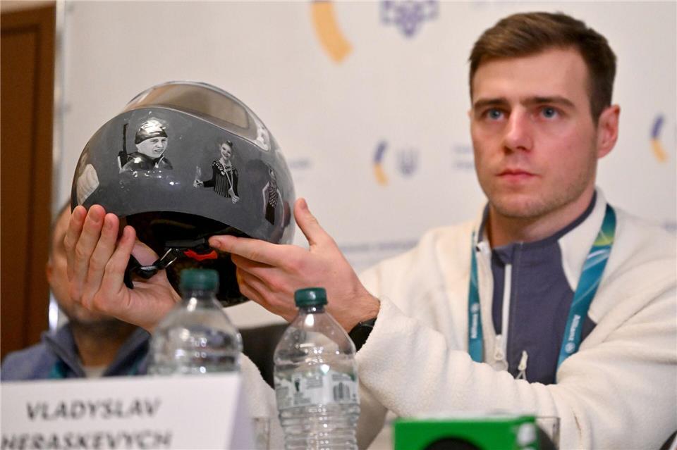 Der bei Olympia wegen seines Skeleton-Helmes ausgeschlossene Ukrainer Wladislaw Heraskewytsch ruft zu aktivem Protest bei den Paralympics auf. (Archivbild)Peter Kneffel/dpa