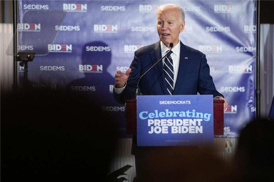 Der ehemalige US-Präsident Joe Biden sprich vor der Demokratischen Partei.Matt Kelley/AP/dpa