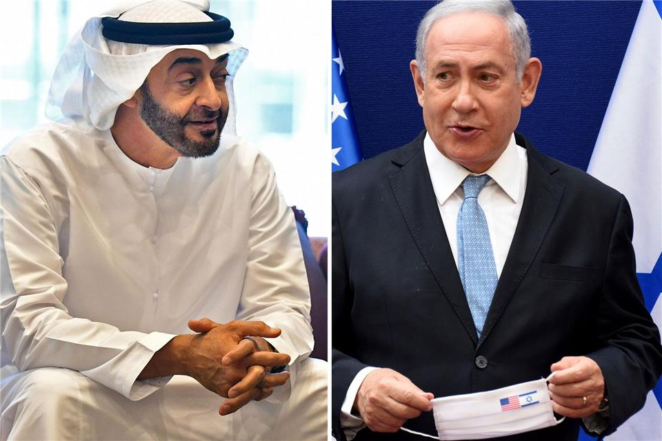 Der emiratische Präsident Mohammed bin Sajid (l) und der israelische Ministerpräsident Benjamin Netanjahu. (Archivbild)Debbi Hill/Pool UPI/AP/dpa