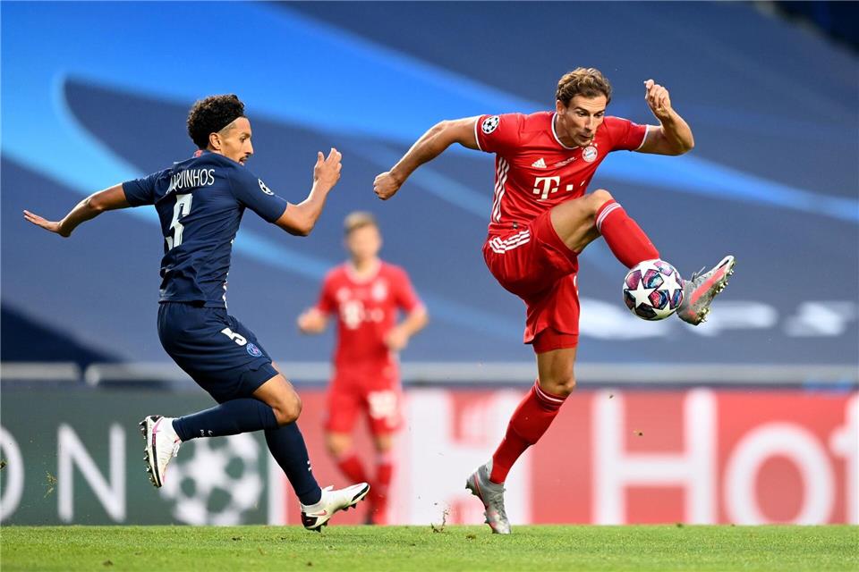 Der größte Sieg: Leon Goretzka in Aktion beim 1:0 des FC Bayern gegen Paris Saint-Germain im Champions-League-Finale 2020. (Archivbild)Michael Regan/Getty Images via UEFA/dpa