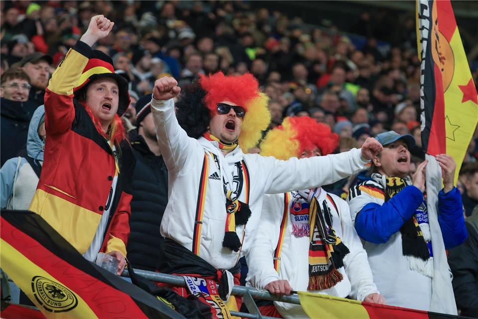 Deutsche Fans währen der WM-Qualifikation.Jan Woitas/dpa